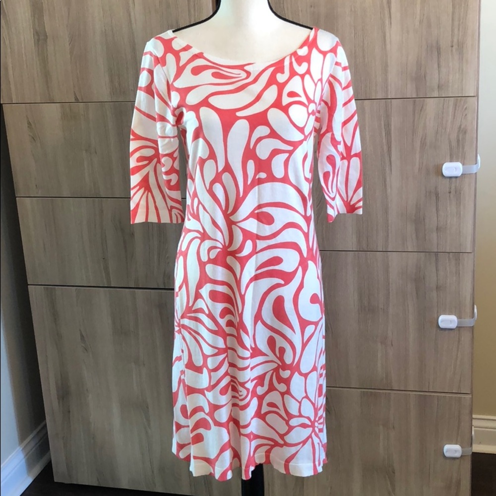 JCrew Coral and Cream Dress